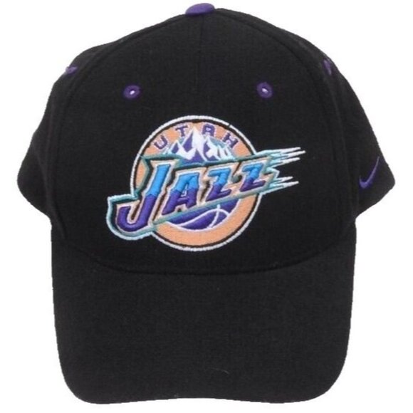 NIKE Team Utah Jazz 100% Wool Adjustable NBA Hat Black Purple - Picture 1 of 4